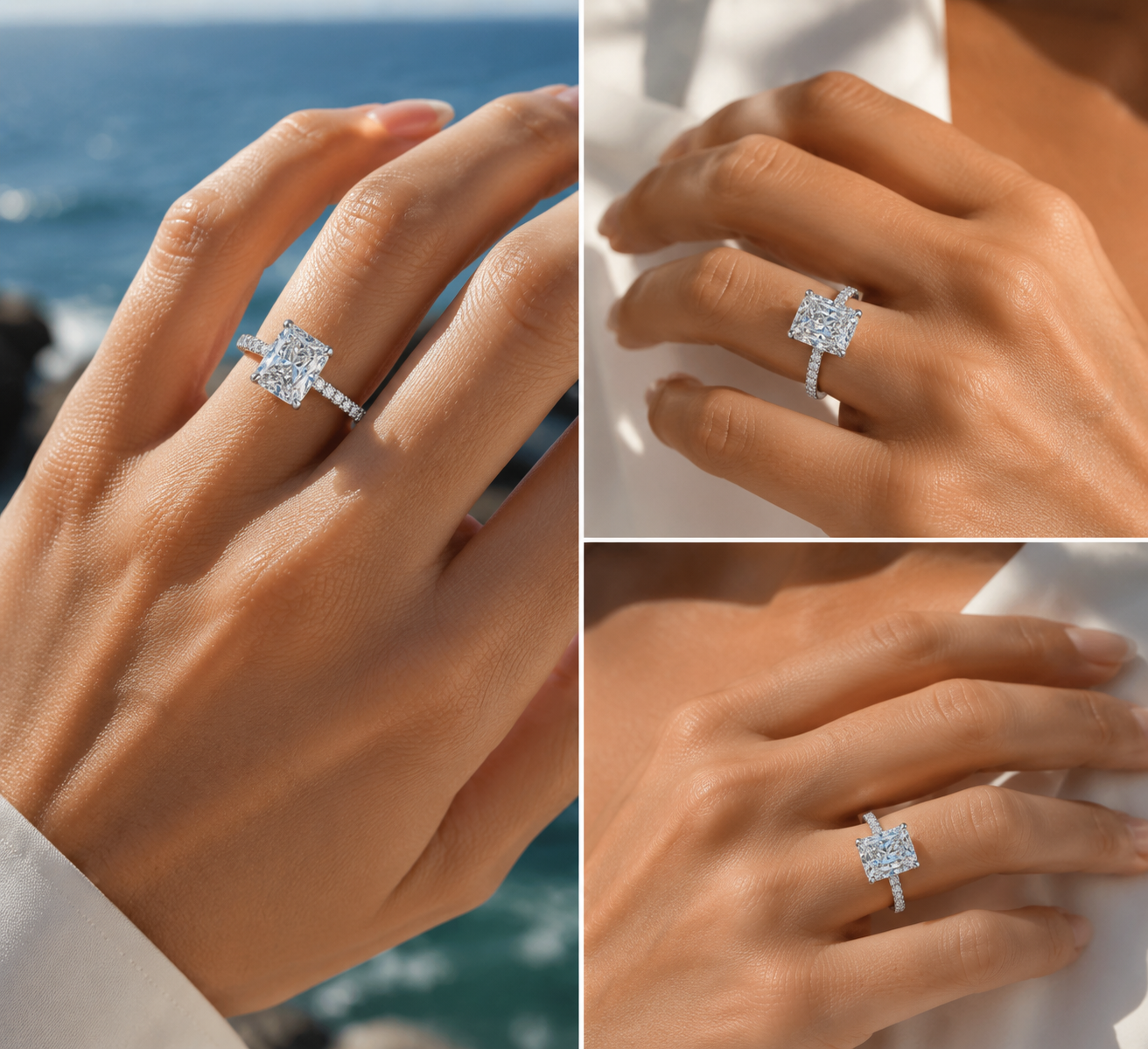 Luxury 925 Silver Square Cut Zirconia Ring with Colorful Gemstone | Elegant Women’s Statement Ring