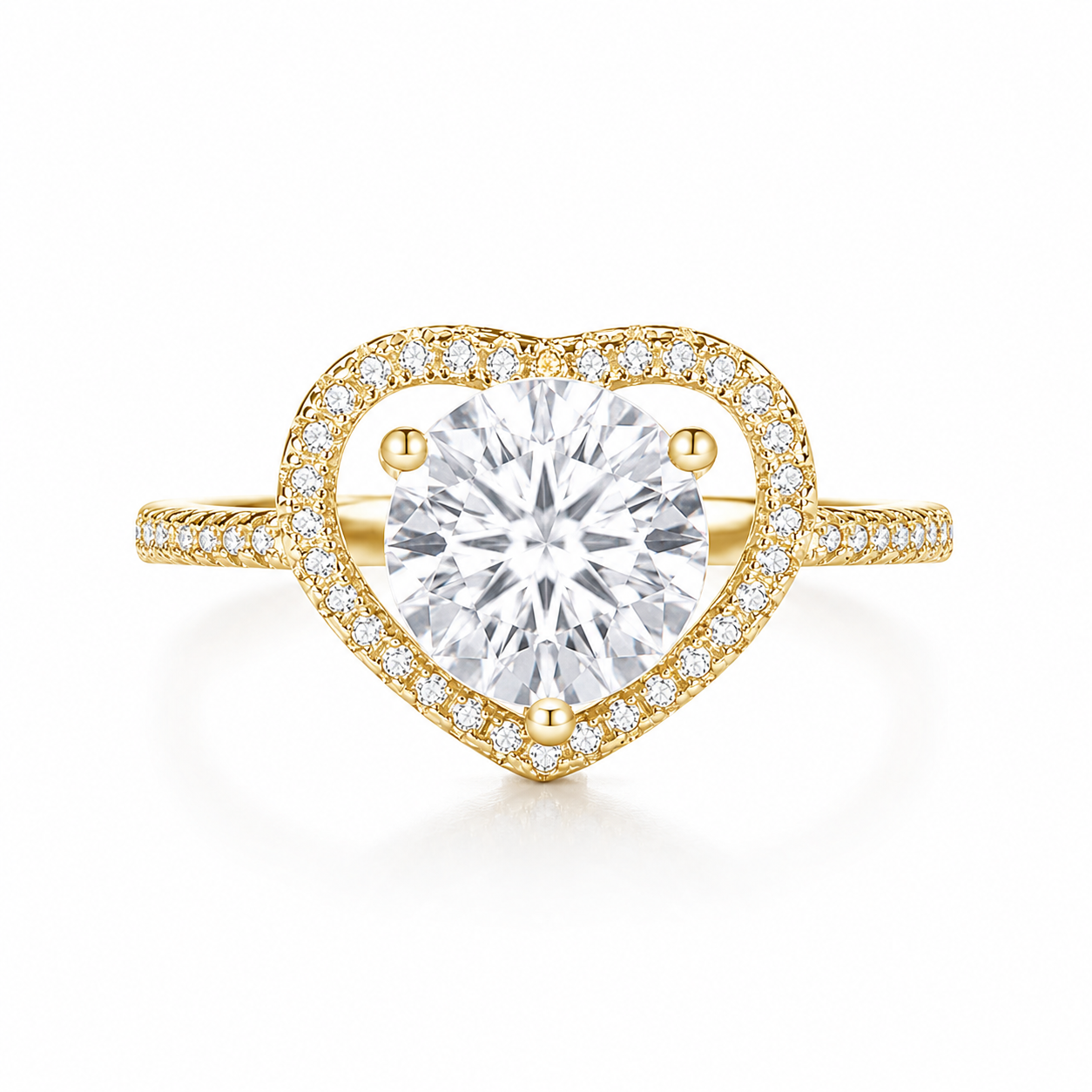 925 Sterling Silver Heart Shape CZ Ring | Elegant Halo Crystal Ring for Women