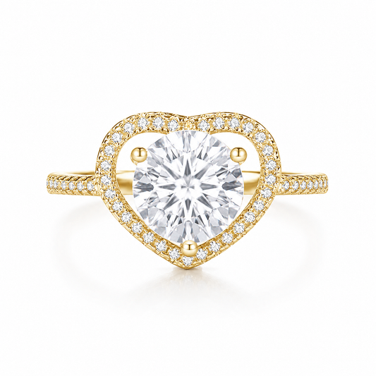 925 Sterling Silver Heart Shape CZ Ring | Elegant Halo Crystal Ring for Women