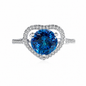 925 Sterling Silver Heart Shape CZ Ring | Elegant Halo Crystal Ring for Women