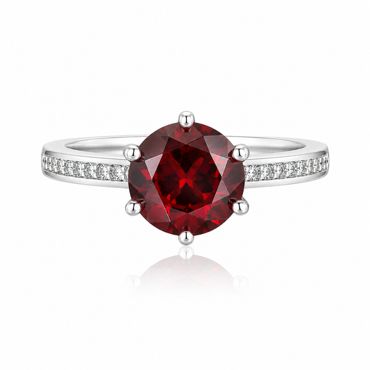 6 Prong 3CT Round Brilliant Cubic Zirconia Engagement Ring Stainless Steel Pave Accent Band Women Wedding Promise Ring