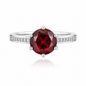 6 Prong 3CT Round Brilliant Cubic Zirconia Engagement Ring Stainless Steel Pave Accent Band Women Wedding Promise Ring
