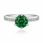 6 Prong 3CT Round Brilliant Cubic Zirconia Engagement Ring Stainless Steel Pave Accent Band Women Wedding Promise Ring