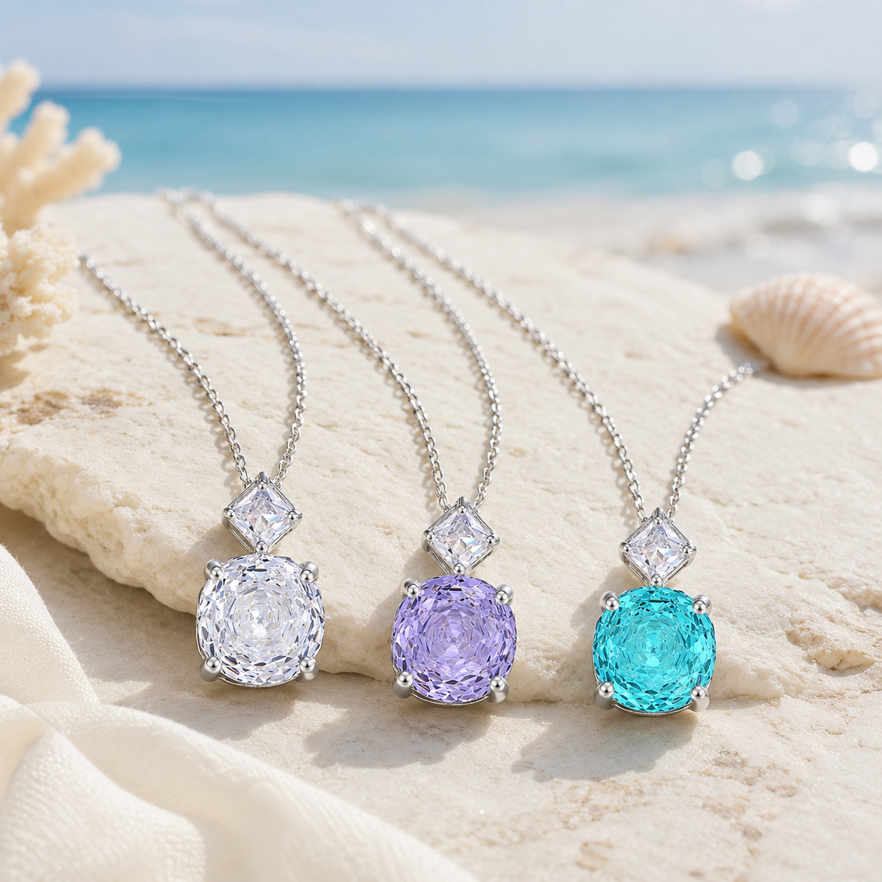 Cushion Rose Cut Zircon Pendant Necklace 925 Sterling Silver Cubic Zirconia Dainty Jewelry Gift For Women