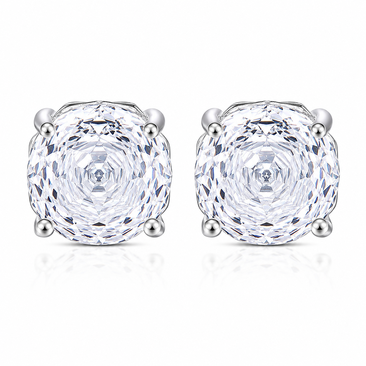 2.5CT Rose Cut Cubic Zirconia Stud Earrings 925 Sterling Silver  Four Prong Solitaire CZ Earrings For Women  Jewelry Gift