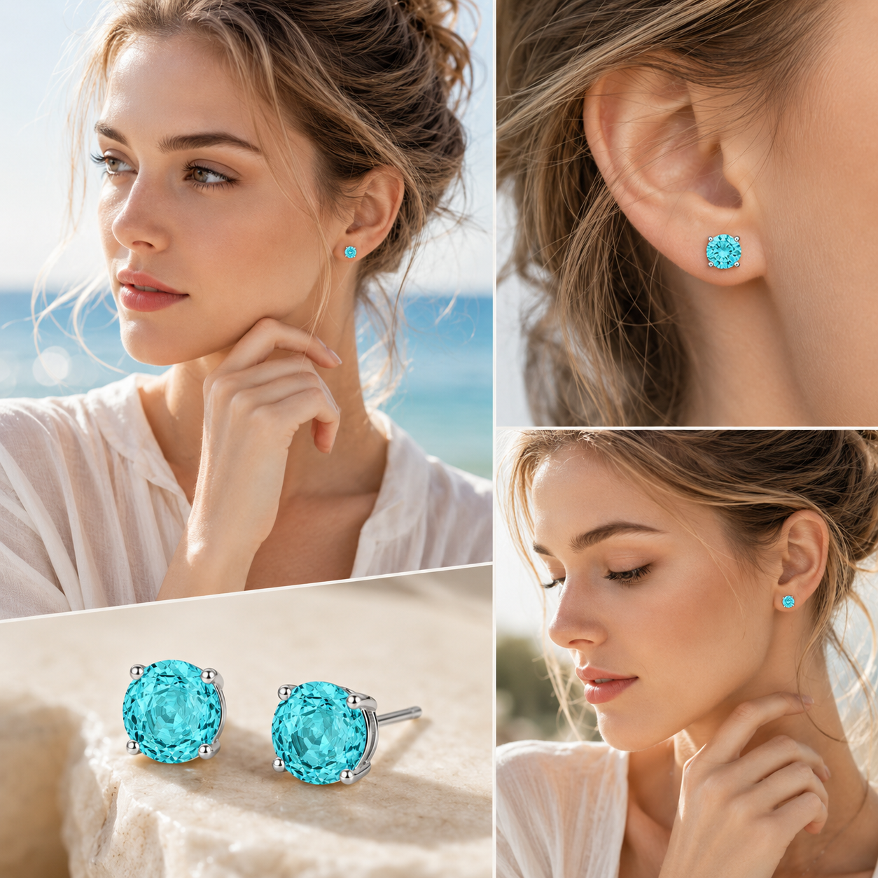 2.5CT Rose Cut Cubic Zirconia Stud Earrings 925 Sterling Silver  Four Prong Solitaire CZ Earrings For Women  Jewelry Gift