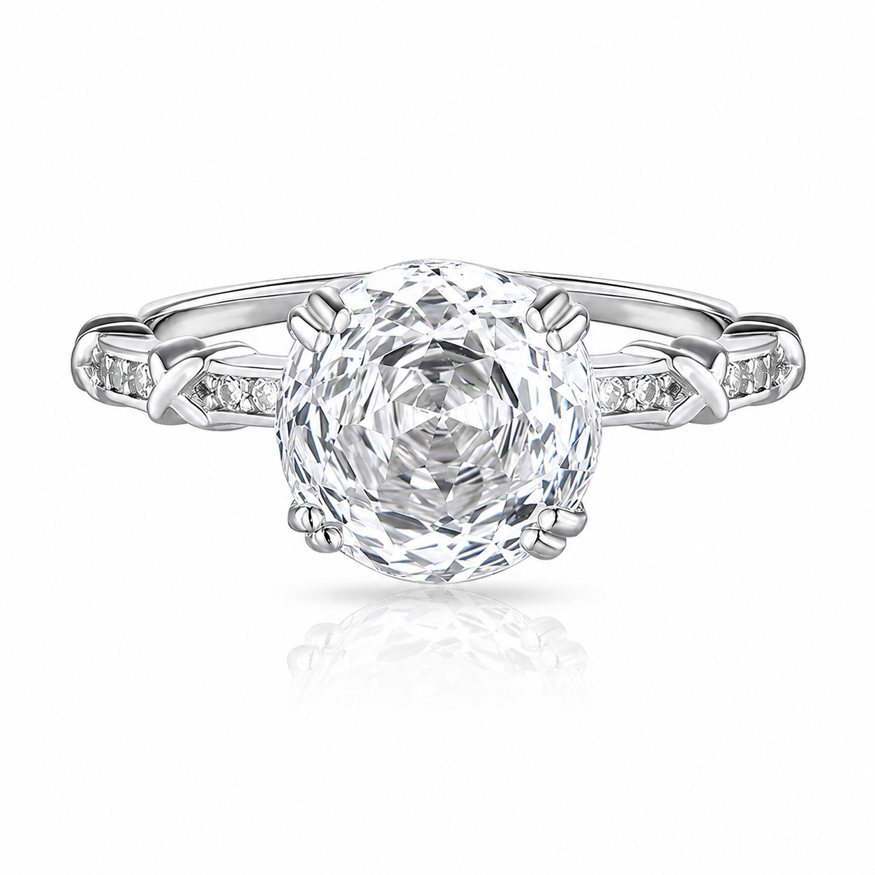 Rose Cut S925 Sterling Silver Statement Ring for Women Cubic Zirconia Dainty Jewelry Gift For Women
