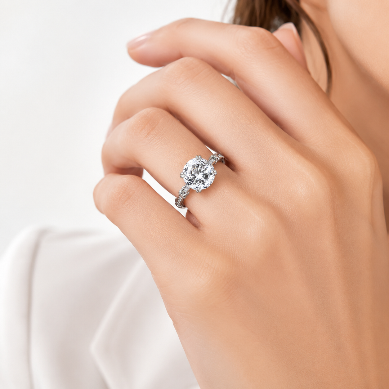 Rose Cut S925 Sterling Silver Statement Ring for Women Cubic Zirconia Dainty Jewelry Gift For Women