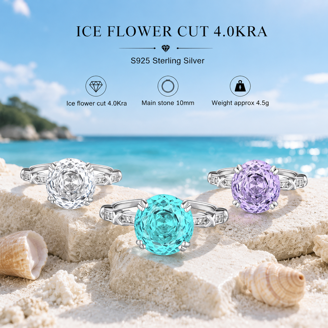 Rose Cut S925 Sterling Silver Statement Ring for Women Cubic Zirconia Dainty Jewelry Gift For Women