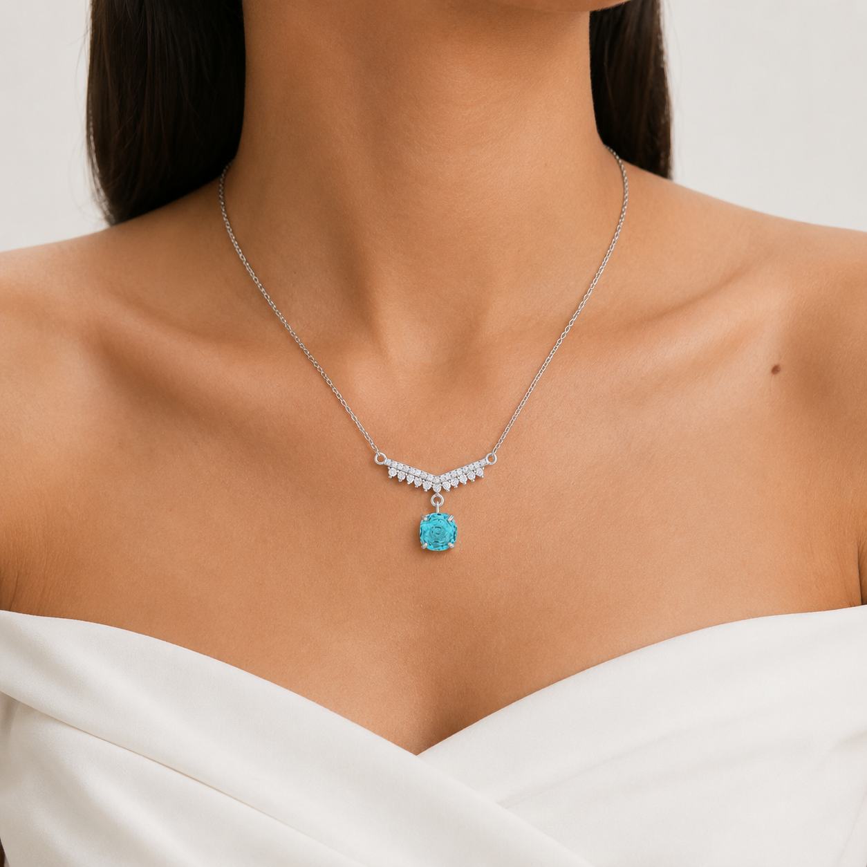 Elegant Fringe Pendant Necklace for Women – 925 Sterling Silver Zircon Charm Necklace