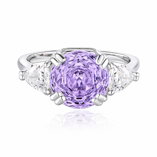 4.0 Carat Lavender Ice Flower Cut Ring for Women – S925 Sterling Silver Statement Ring