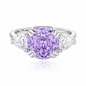 4.0 Carat Lavender Ice Flower Cut Ring for Women – S925 Sterling Silver Statement Ring