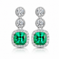 Luxury Cushion Cut CZ Drop Earrings 18K Gold Plated Sterling Silver Halo Jewelry