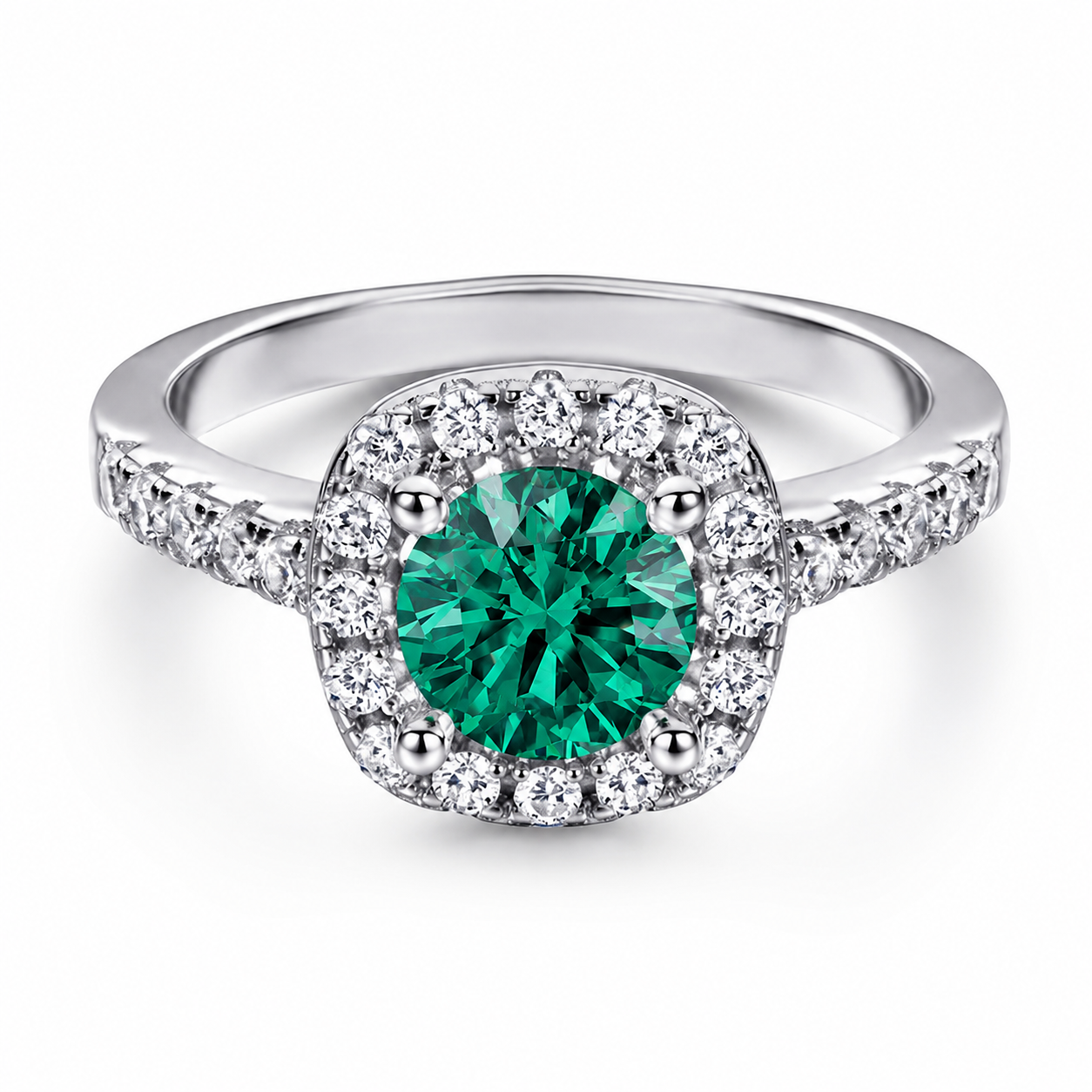 925 Sterling Silver Halo Zirconia Ring – Elegant Engagement Promise Ring