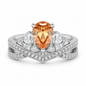 2 Carat Teardrop Zirconia Halo Ring 925 Sterling Silver Engagement Ring for Women