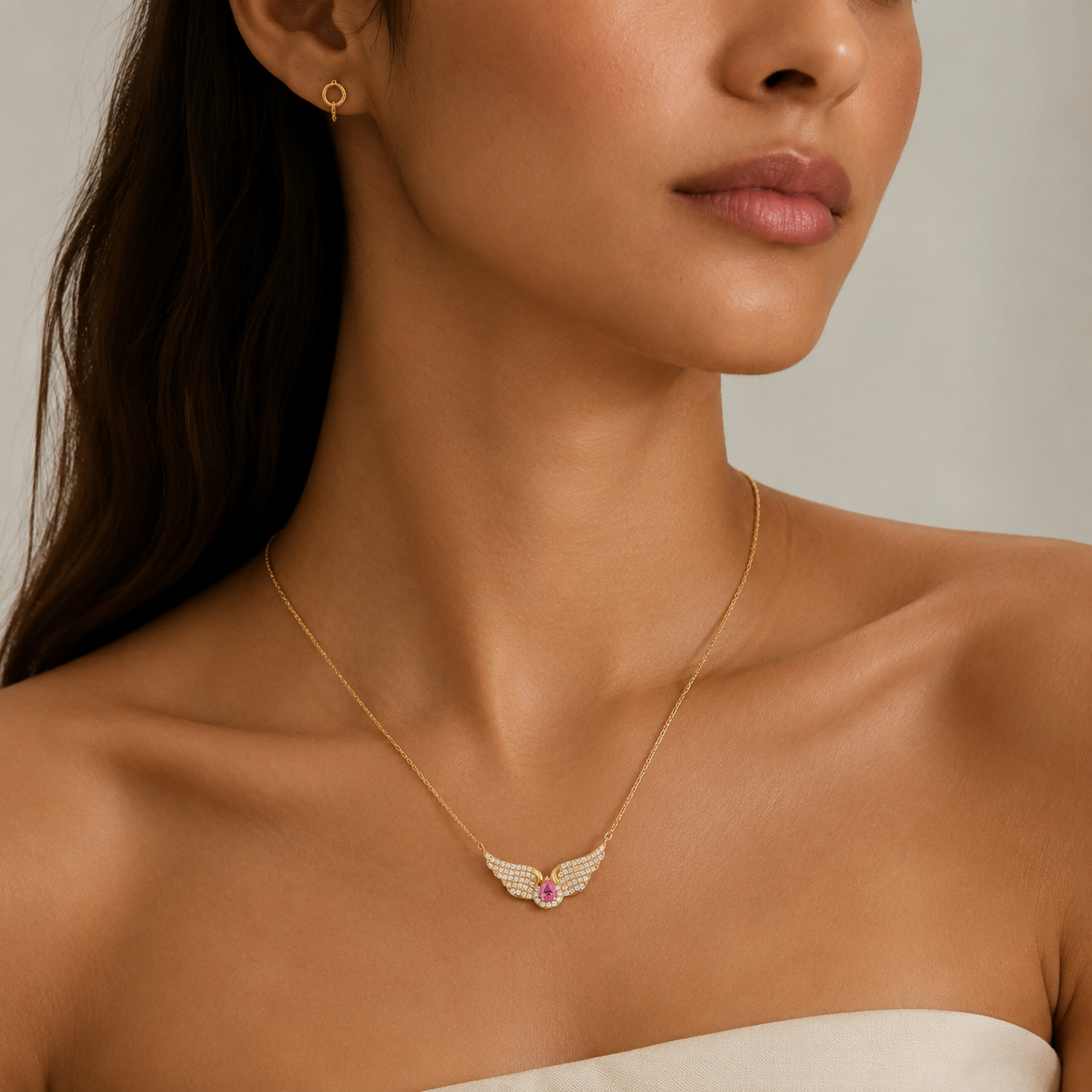 Angel Wing Pendant Necklace for Women – 925 Sterling Silver 18K Gold Plated CZ Wing Necklace, Dainty Everyday Jewelry