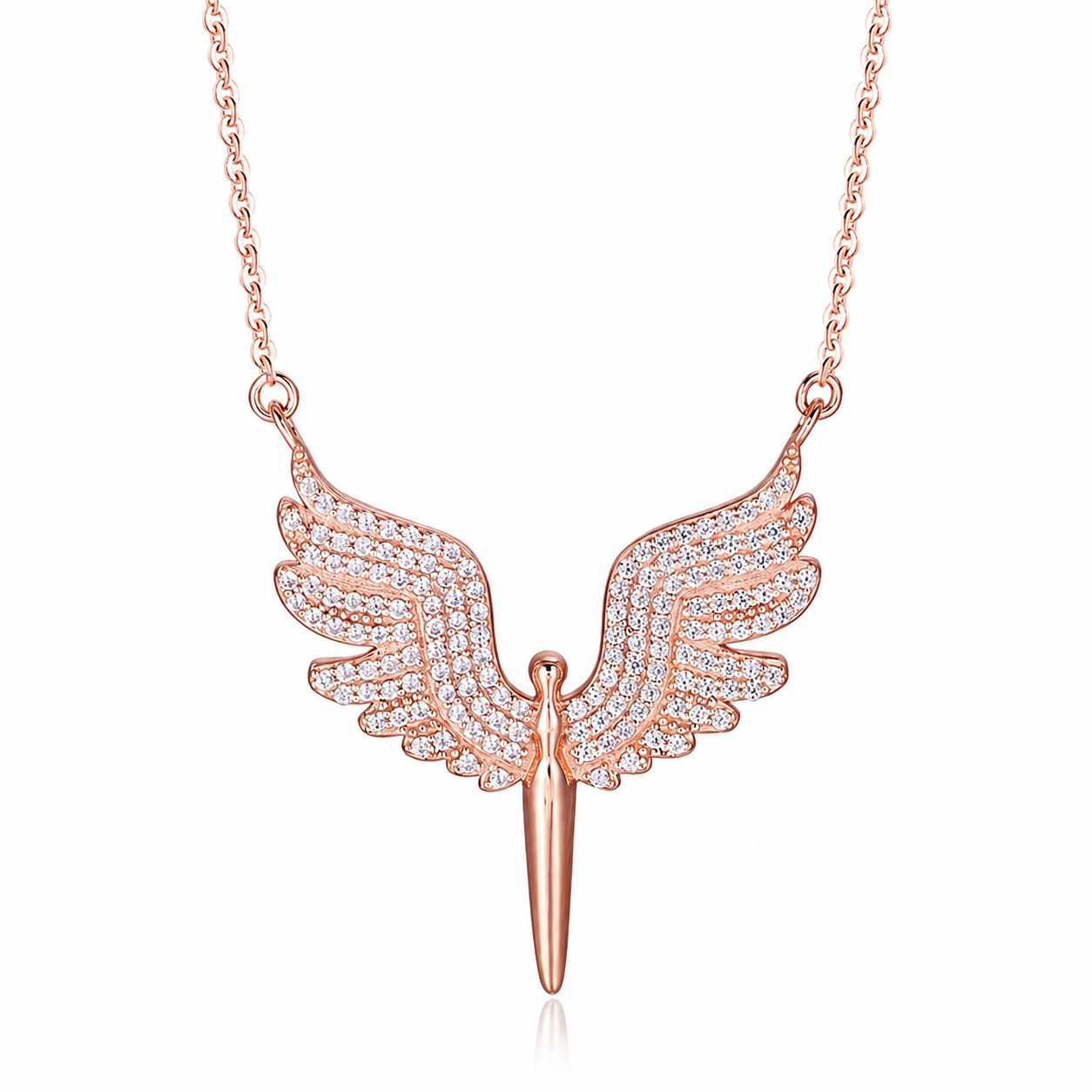 925 Silver Angel Wing Dagger Necklace Elegant Zirconia Dagger Pendant Jewelry