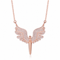 925 Silver Angel Wing Dagger Necklace Elegant Zirconia Dagger Pendant Jewelry