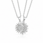 S925 Sterling Silver Sun & Moon Couple Necklaces with Cubic Zirconia（2 Ways to Wear）