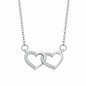 925 Sterling Silver Double Heart Necklace with Cubic Zirconia for Women