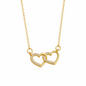 925 Sterling Silver Double Heart Necklace with Cubic Zirconia for Women
