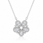 925 Sterling Silver Convertible CZ Flower Necklace - 2-in-1 Teardrop Pendant