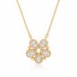 925 Sterling Silver Convertible CZ Flower Necklace - 2-in-1 Teardrop Pendant