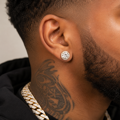 Classic 925 silver round cubic zirconia earrings, unisex style.