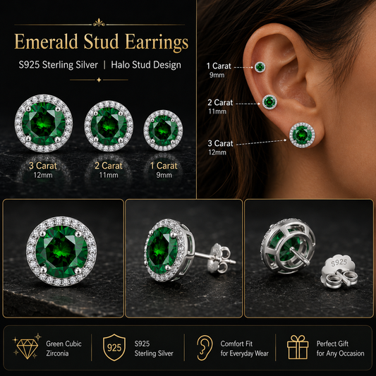 925 Sterling Silver Zircon Earrings (1 Carat – 4 Carat) 925 Sterling Silver & Zircon Earrings (1–4 Carat) – Unisex Style