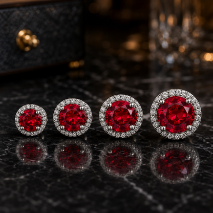 925 Sterling Silver Red Zircon Versatile Earrings – Unisex Design