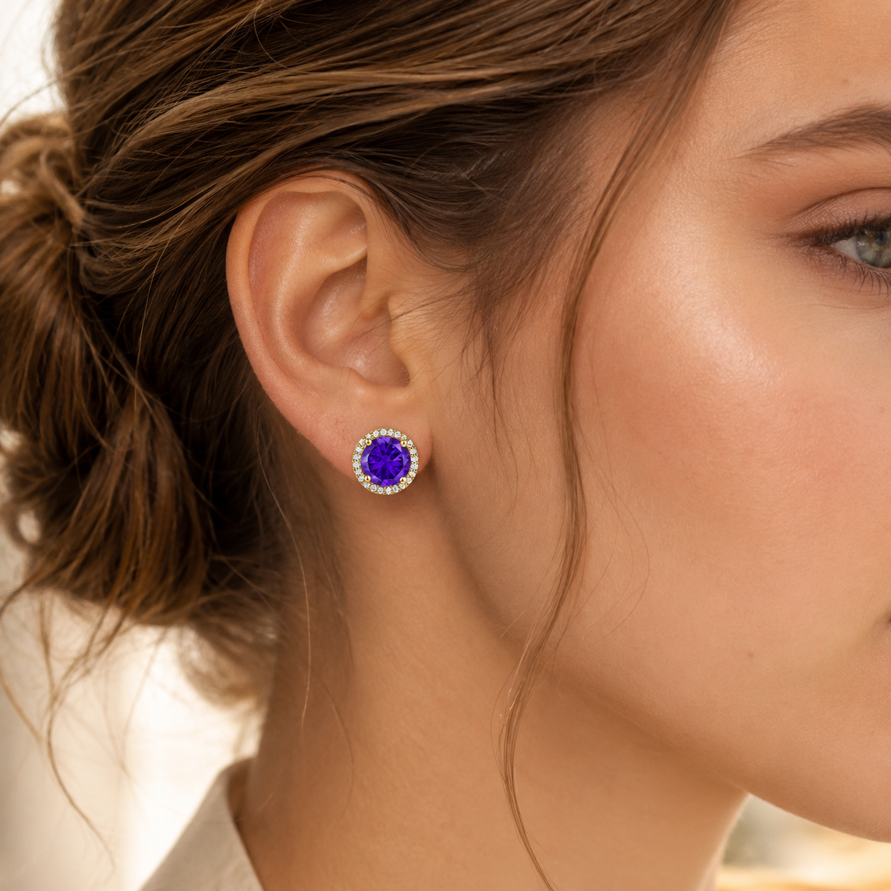 925 Sterling Silver & Purple Zircon Versatile Earrings (Unisex, 1–4 Carat)