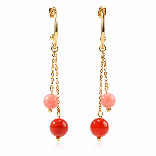 18K Gold-Plated Stainless Steel Nature Stone extension stack earrings
