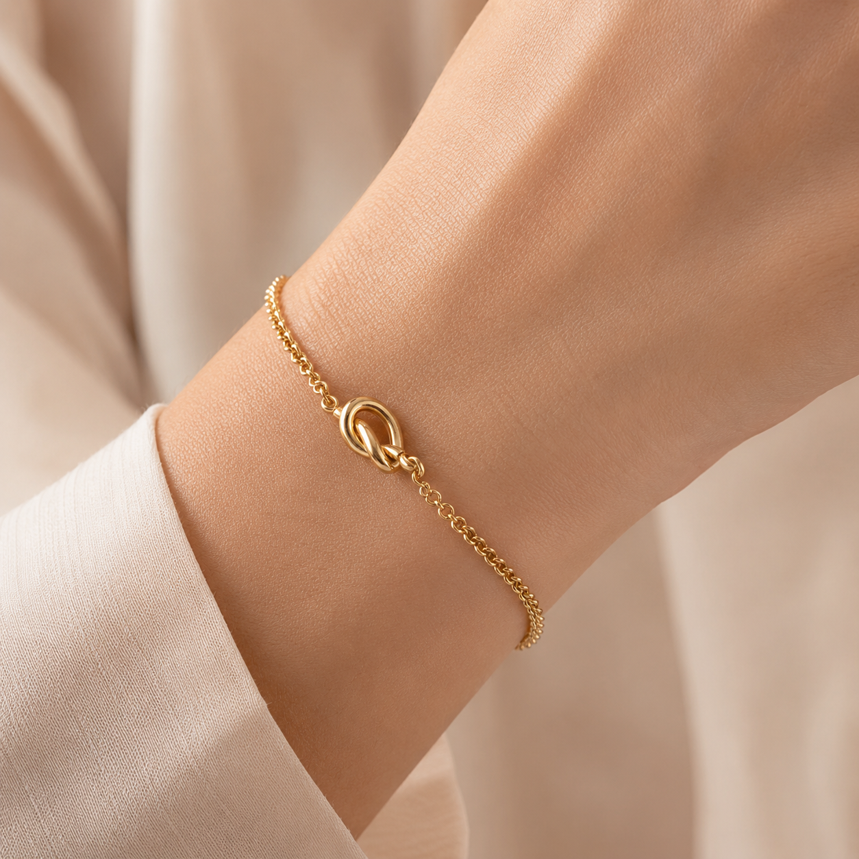 Elegant 18K Gold Plated Stainless Steel Knot Bracelet for Wome
