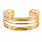 Waterproof Hypoallergenic 18K Gold Plated Stainless Steel Layered Cuff Bracelet Bangle