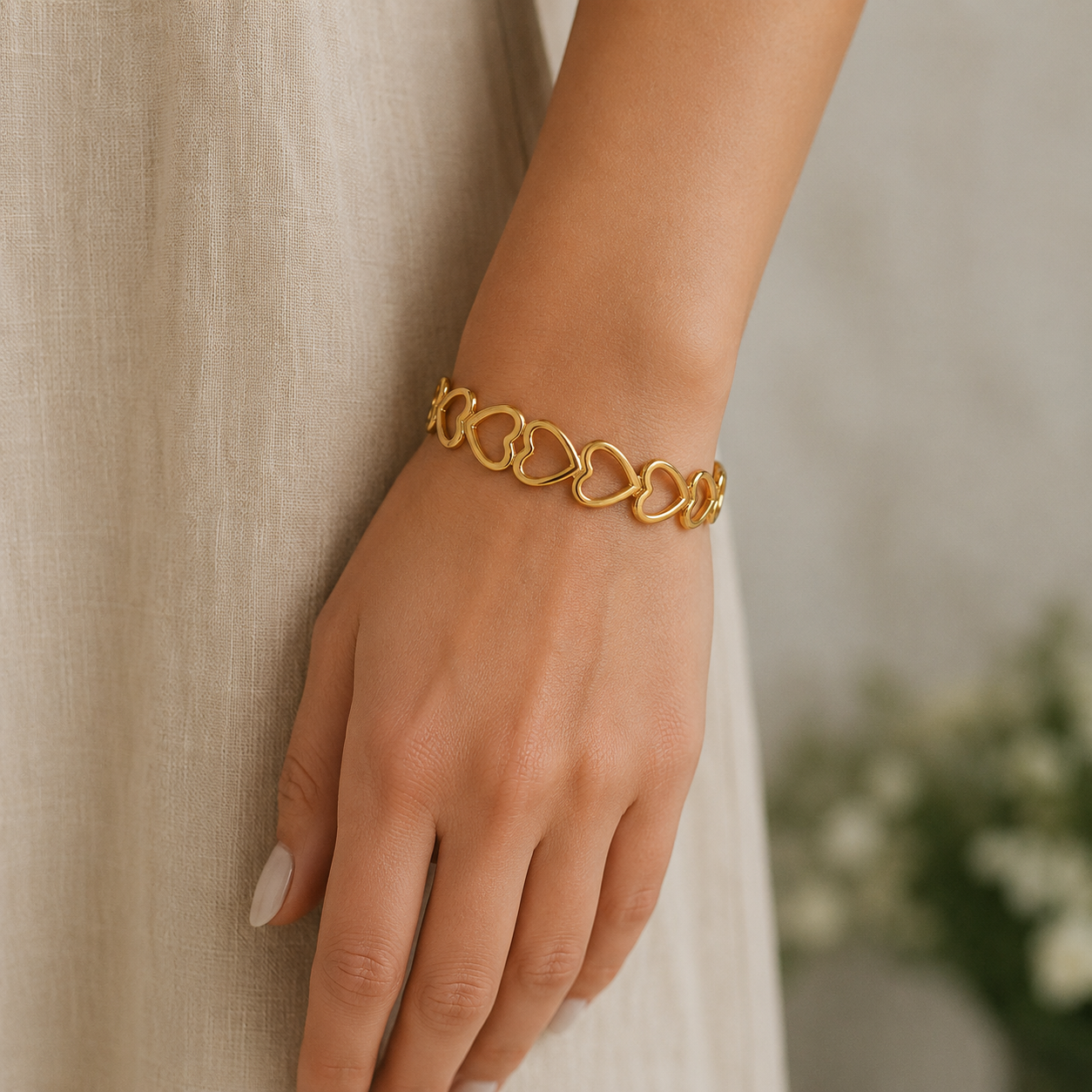 18K Gold Plated Heart Cuff Bracelet – Waterproof, Tarnish Resistant & Hypoallergenic Stainless Steel Jewelry