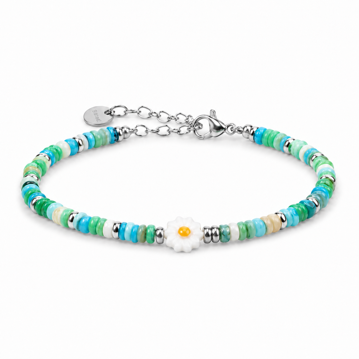 Stainless Steel Shell Beads Handmade Flower  Bracelet