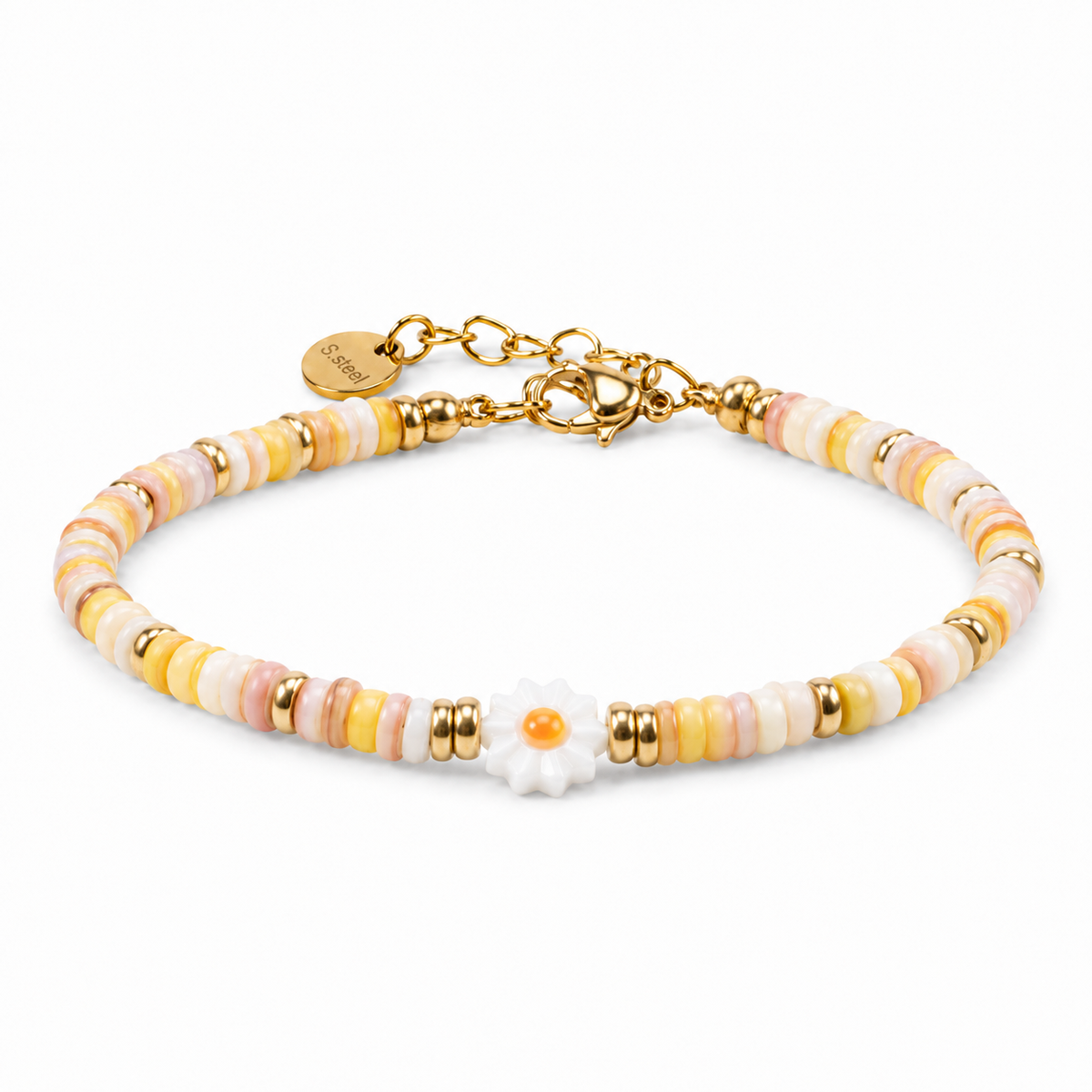 Stainless Steel Shell Beads Handmade Flower  Bracelet