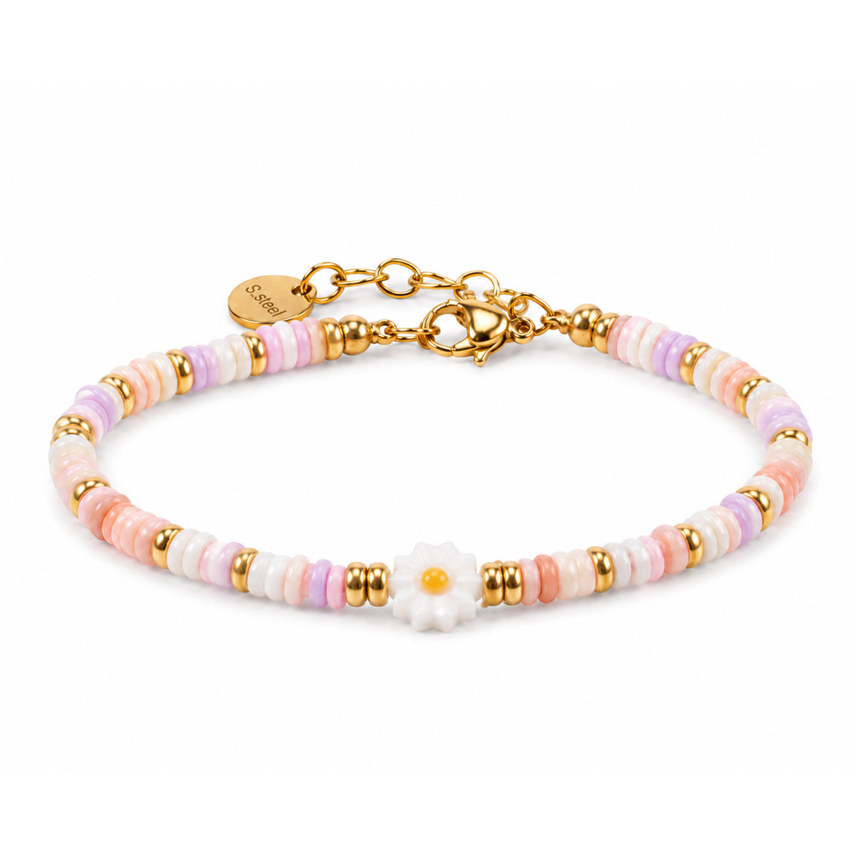Stainless Steel Shell Beads Handmade Flower  Bracelet