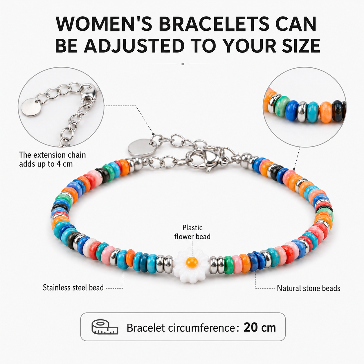 Stainless Steel Shell Beads Handmade Flower  Bracelet