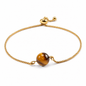 Women's Fine Jewelry Stainless Steel 18K Gold-Plated Natural Stone Adjustable Bracelet