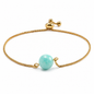 Women's Fine Jewelry Stainless Steel 18K Gold-Plated Natural Stone Adjustable Bracelet
