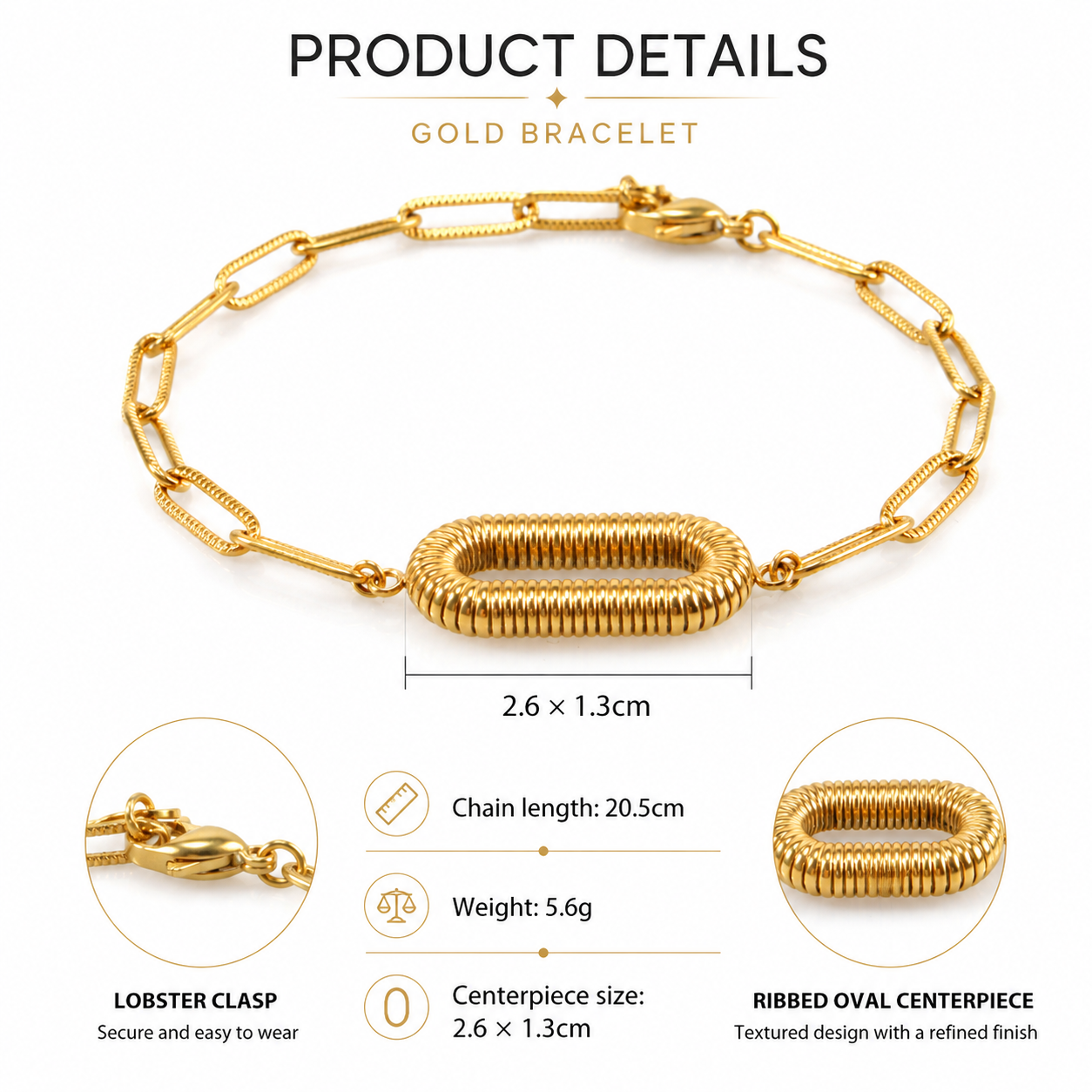 Stainless Steel 18K Gold-Plated Knot Bracelet Waterproof and hypoallergenic