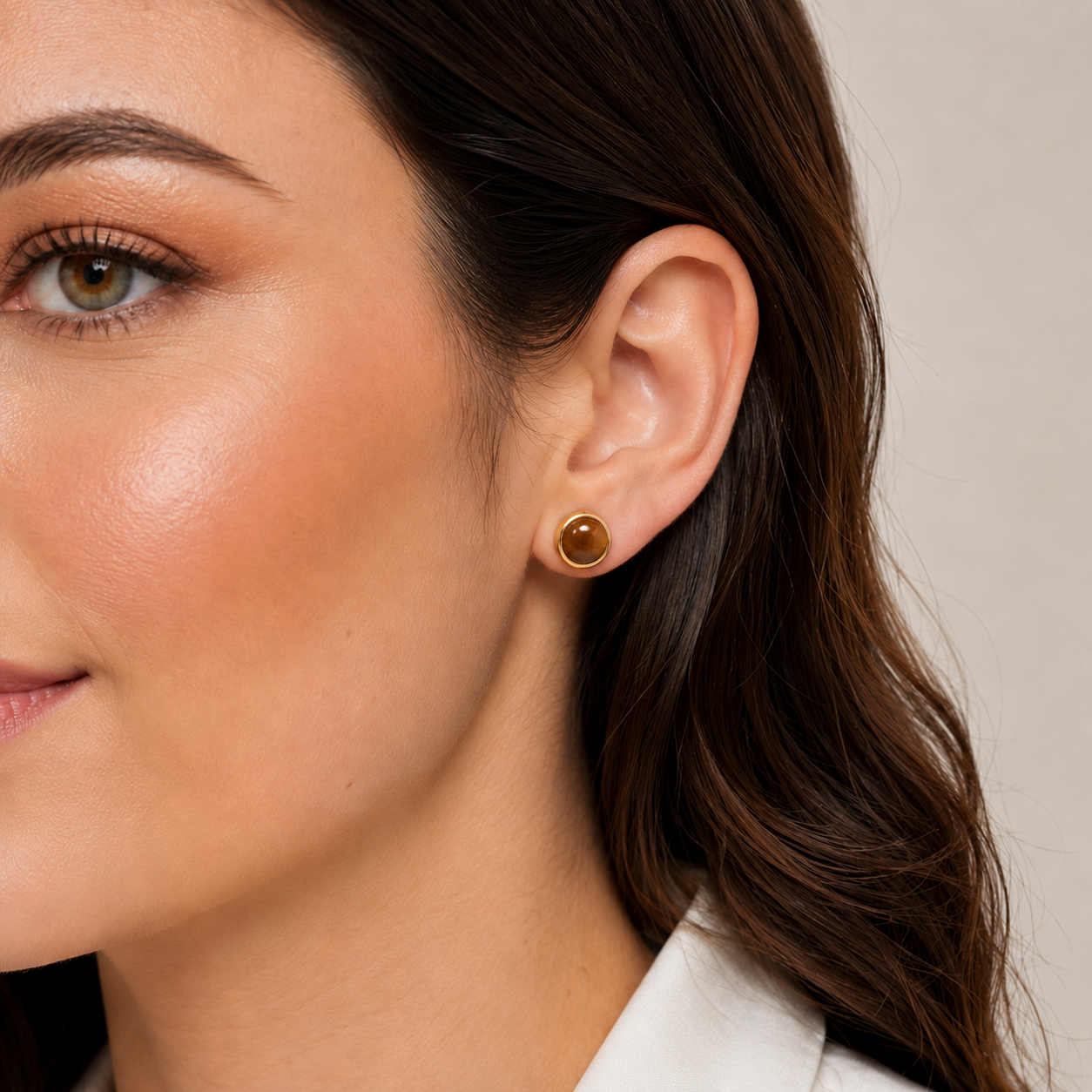 Women's Fine Jewelry Stainless Steel 18K Gold-Plated Natural Stone Earrings