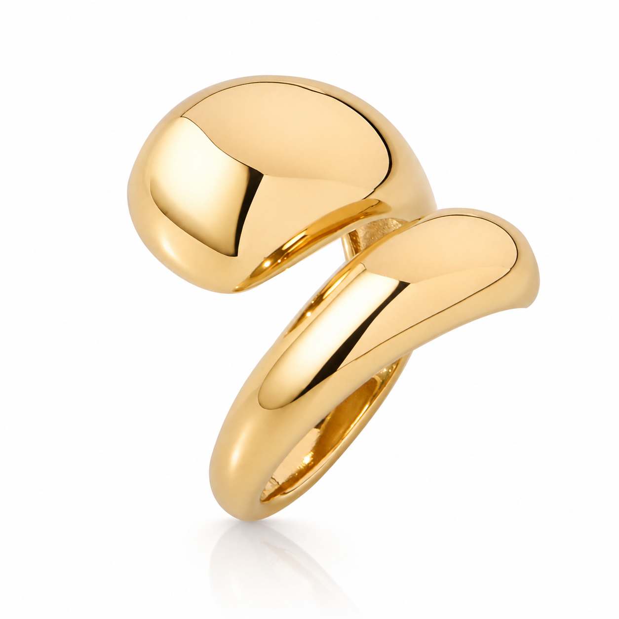Women Jewelry Stainless Steel 18K Gold-Plated Twisted Chunky Ring