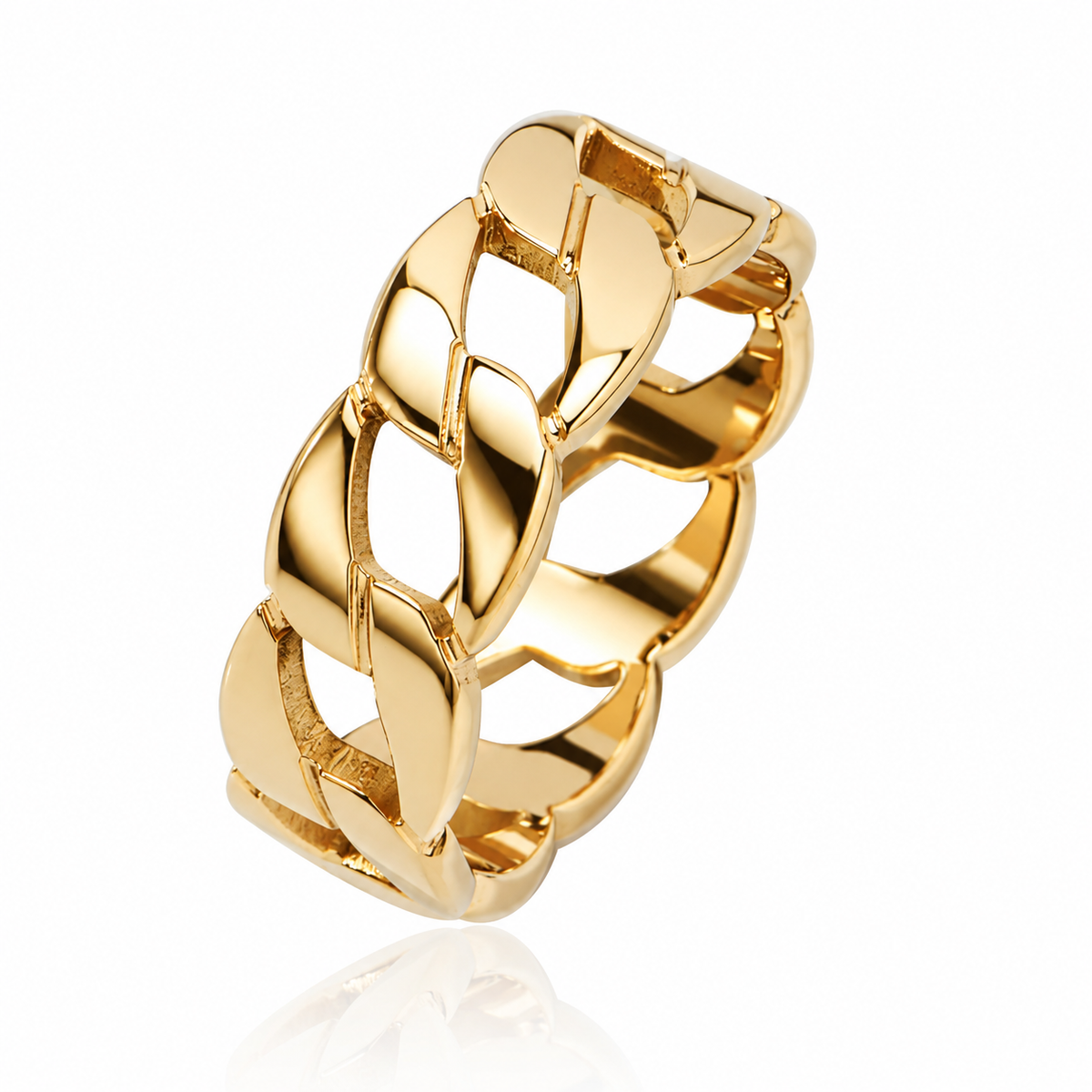 Stainless Steel 18K Gold-Plated  unisex chunky link Stainless Steel ring
