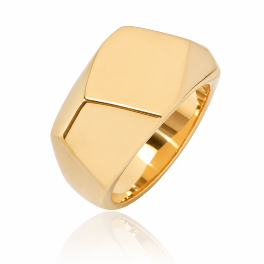 Women's Ring Stainless Steel 18K Gold-Plated Chunky Stainless Steel Ring