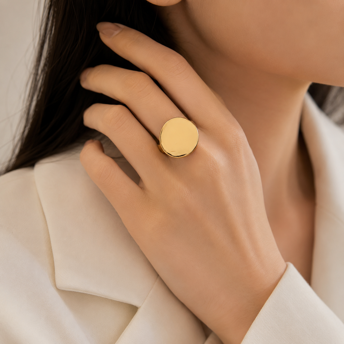 Stainless Steel Plating 18K Gold Chunky Ring For Women Jewelry