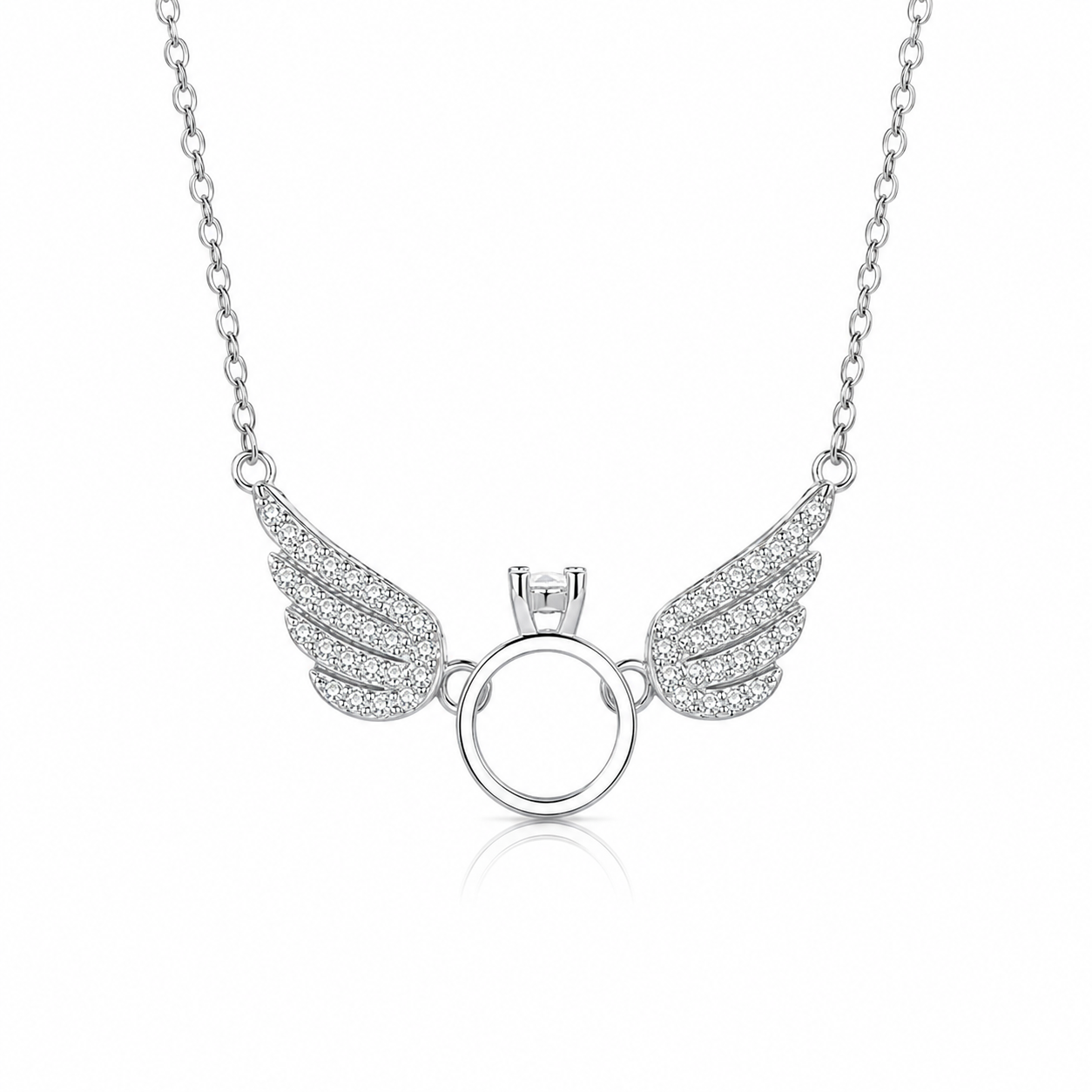 925 Sterling Silver CZ Angel Wing Necklace – Movable Wings Pendant for Women