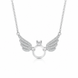 925 Sterling Silver CZ Angel Wing Necklace – Movable Wings Pendant for Women