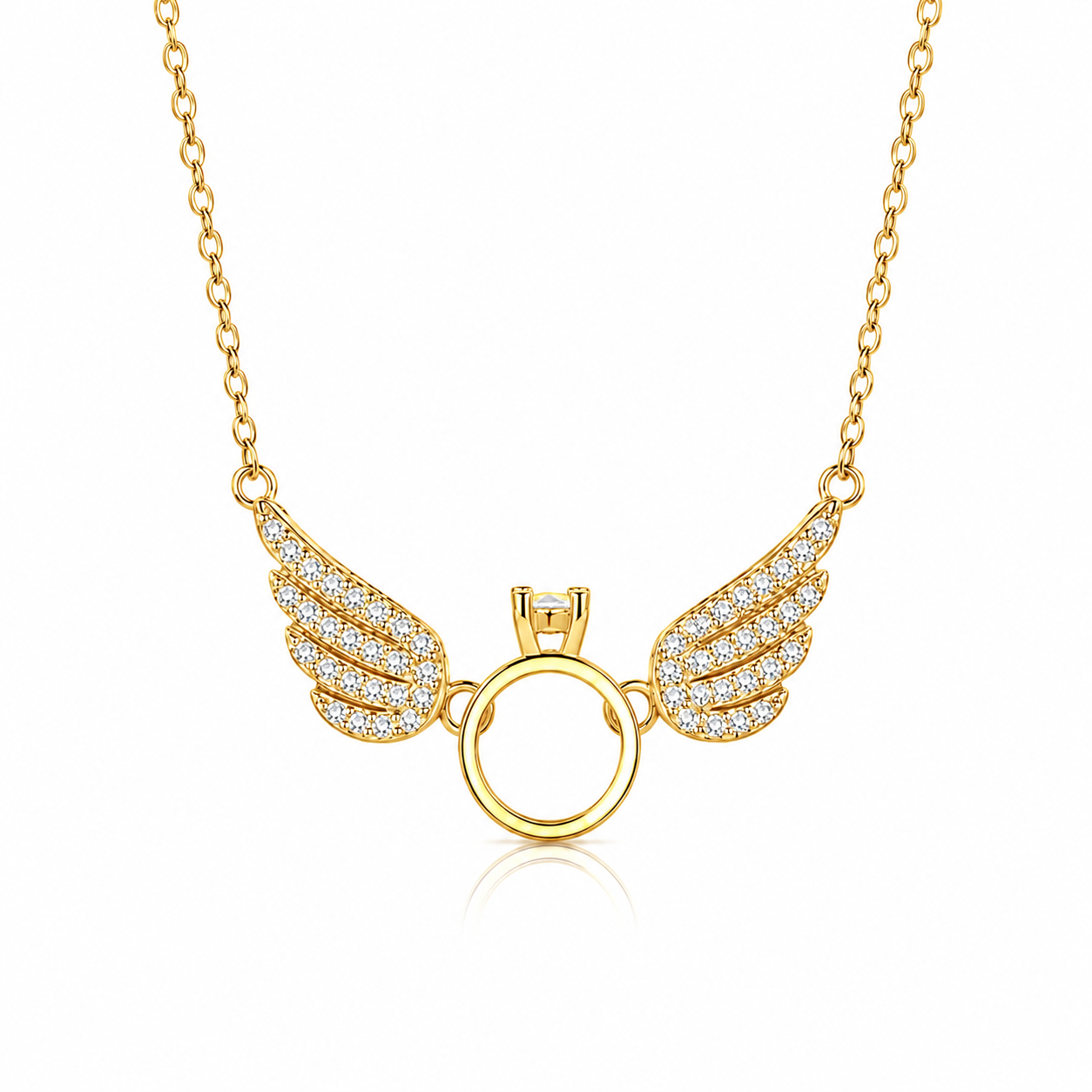925 Sterling Silver CZ Angel Wing Necklace – Movable Wings Pendant for Women